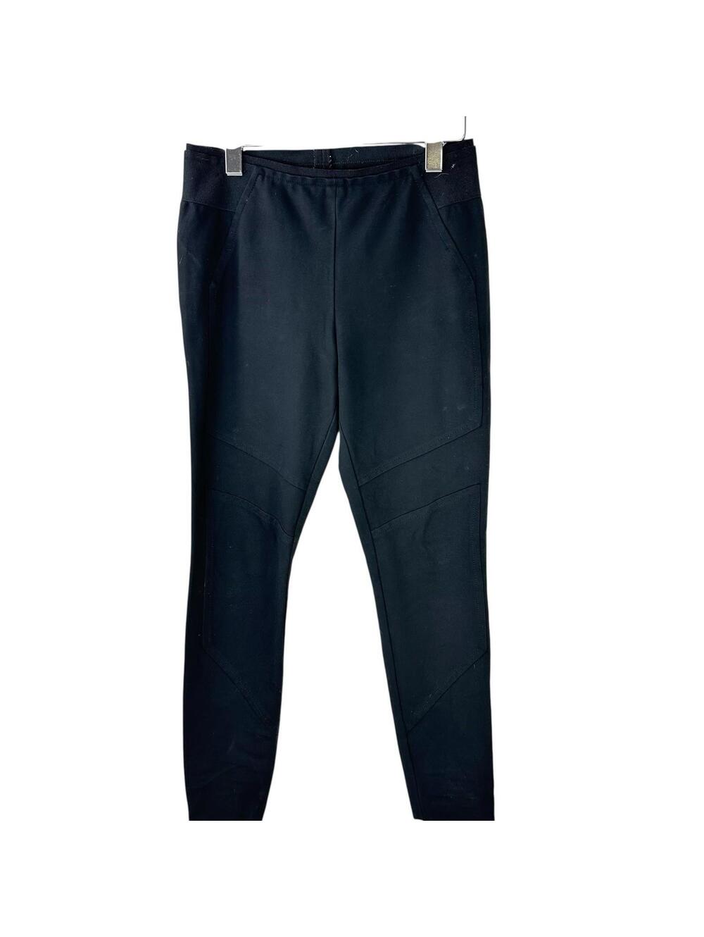 Elie Tahari Womens Jogger Moto Pants Black Elastic Waist Flat Front Medium